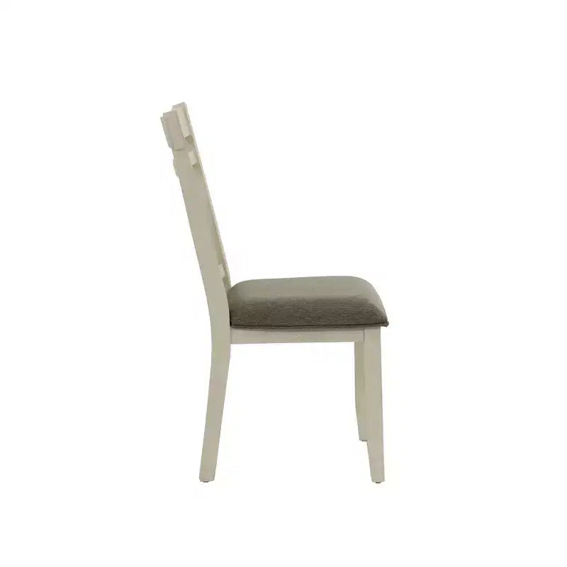 Fabric Dining Chairs with Slatted Backrest in Grey and White