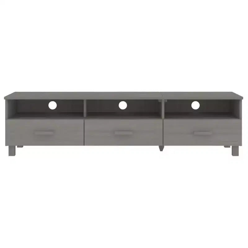 Light Gray Pine TV Stand/Console Sideboard - 62.2 x 15.7 x 15.7 in | Solid Wood, MDF | 3 Drawers, 3 Compartments