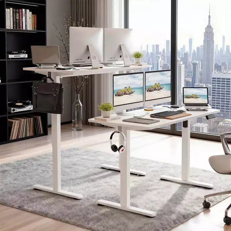 48x24 White Electric Standing Desk - Splice Board, Electric Height Adjustment