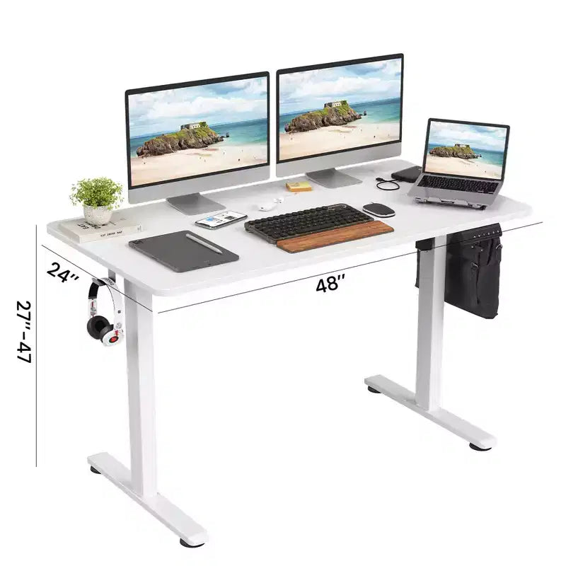 48x24 White Electric Standing Desk - Splice Board, Electric Height Adjustment