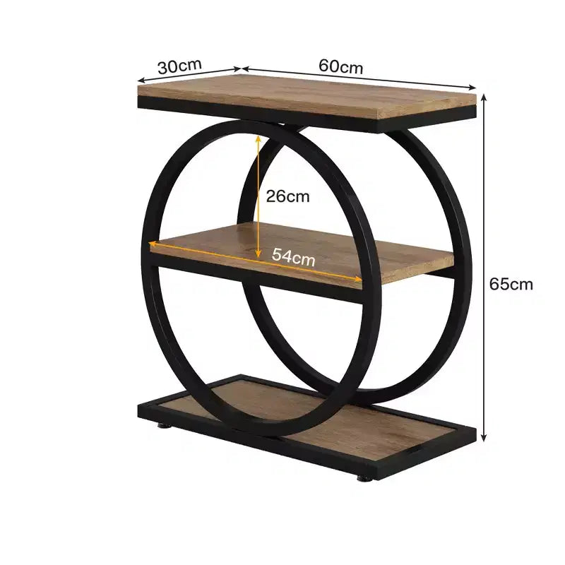 Industrial 3 Tier Sofa Side Table Slim Design Multifunctional Home Use