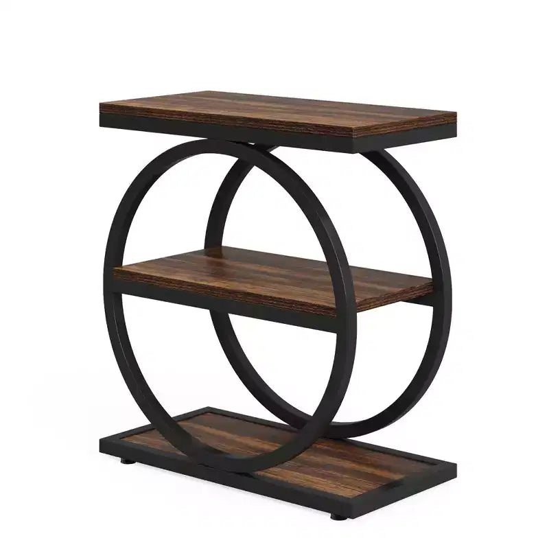 Industrial 3 Tier Sofa Side Table Slim Design Multifunctional Home Use