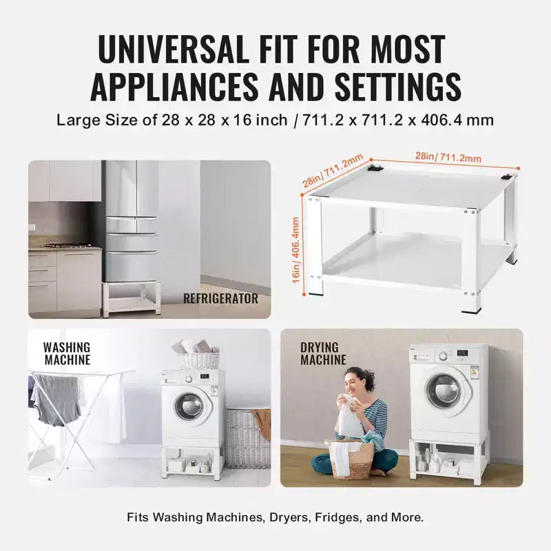 Laundry Pedestal with Storage Shelf, 28Lx28 Wx16 H, Washer And Dryer Base Stand Platform Universal Fit 660lbs Capacity