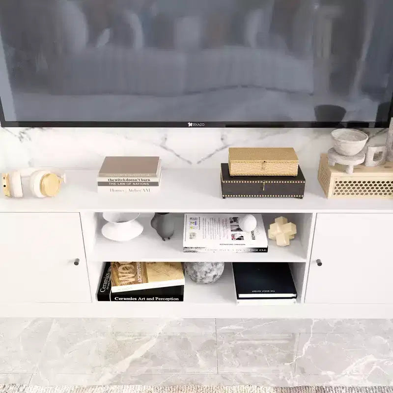 Modern and Minimalist Entertainment Center TV Stand: Modern Design with Ample Storage Media Console, Floating TV Shelf