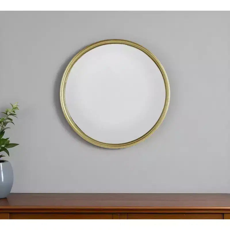 15 Gold Round Iron Textured Framed Accent Mirror
