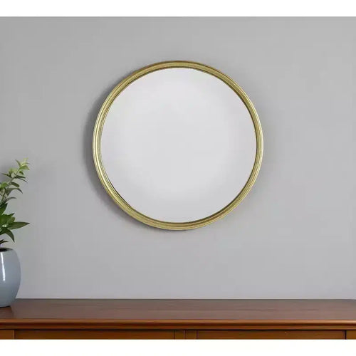 15 Gold Round Iron Textured Framed Accent Mirror