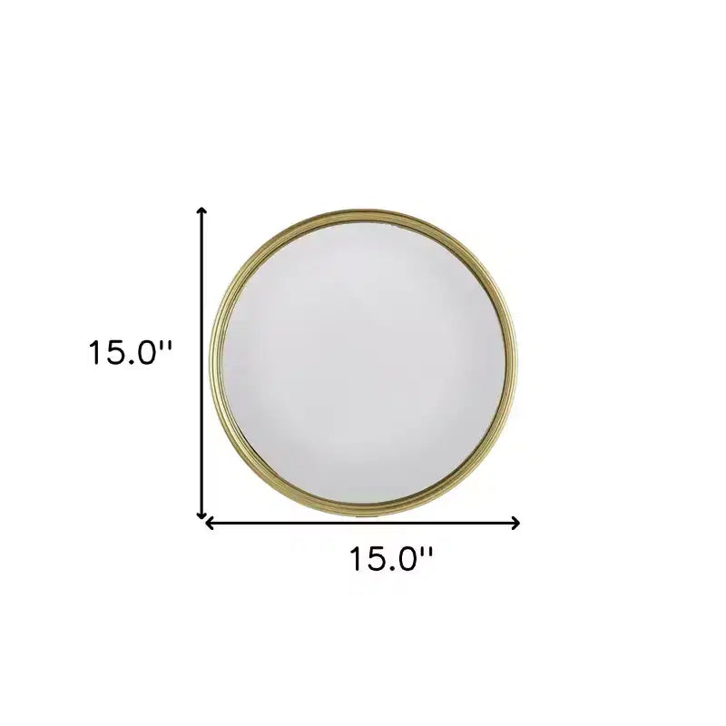 15 Gold Round Iron Textured Framed Accent Mirror