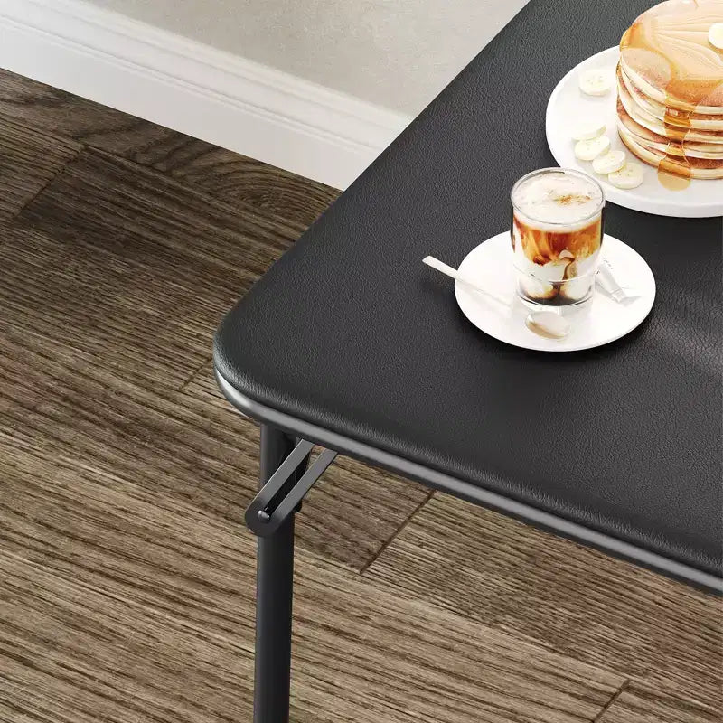 Folding Table, 33.6 Inch Folding Card Table, Portable Square Folding Table with PU Soft Cushion, Beige Metal Foldable Table Suitable