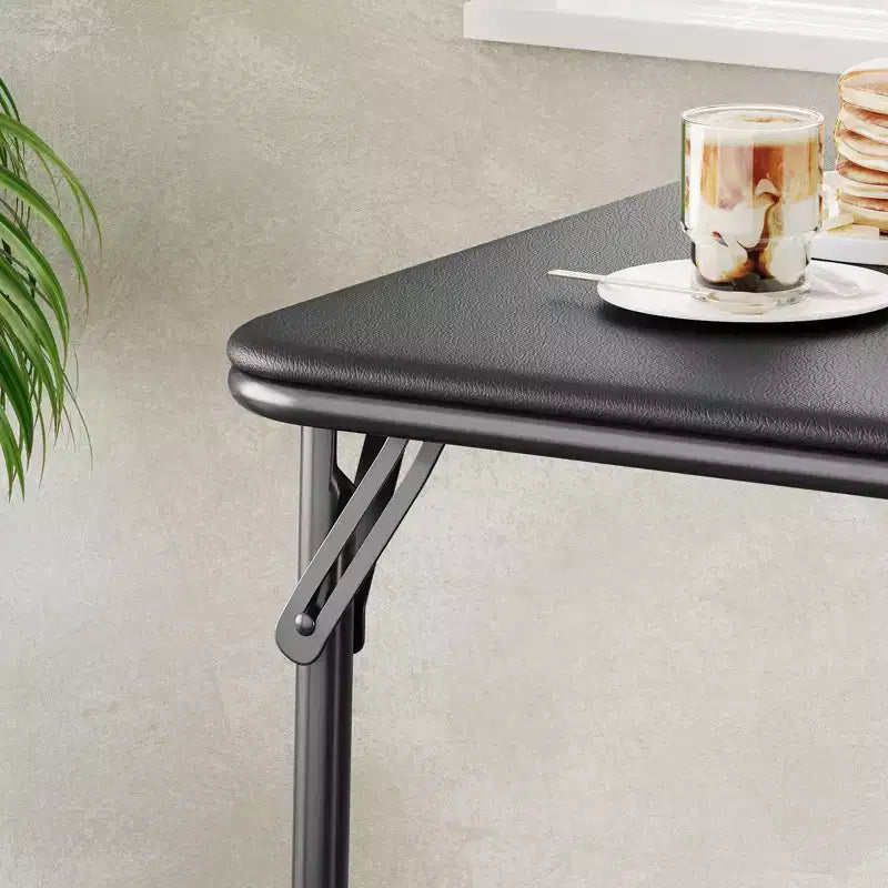 Folding Table, 33.6 Inch Folding Card Table, Portable Square Folding Table with PU Soft Cushion, Beige Metal Foldable Table Suitable