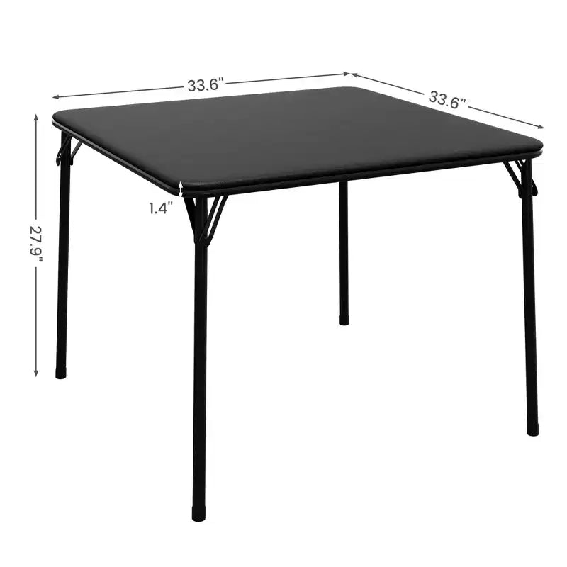 Folding Table, 33.6 Inch Folding Card Table, Portable Square Folding Table with PU Soft Cushion, Beige Metal Foldable Table Suitable