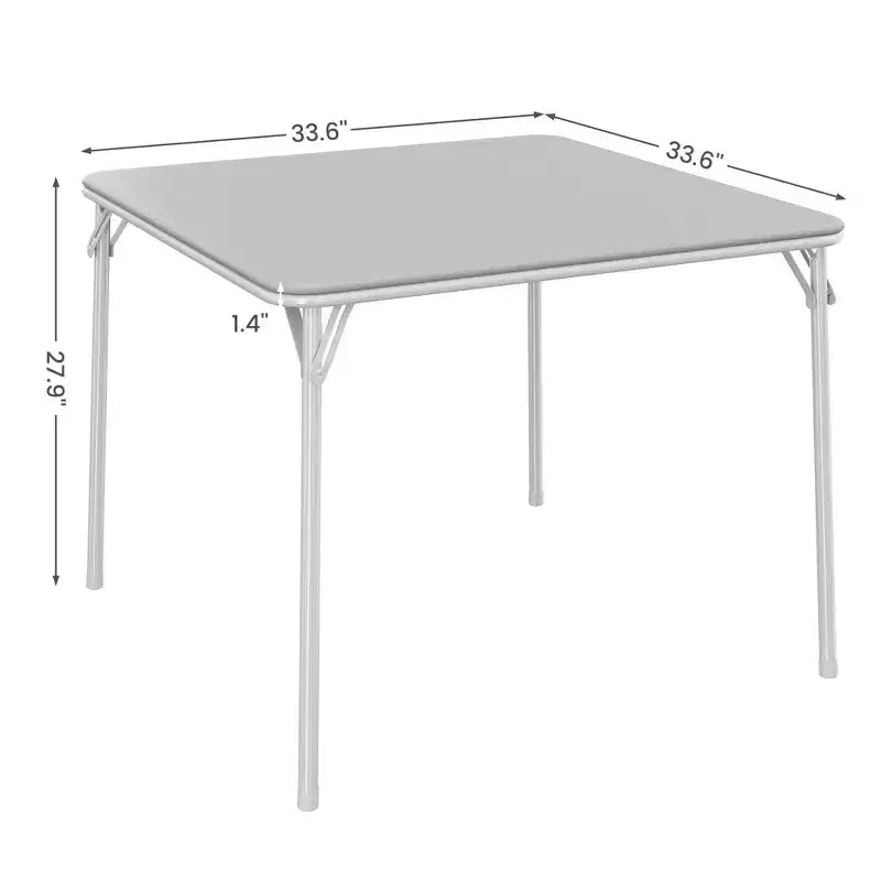 Folding Table, 33.6 Inch Folding Card Table, Portable Square Folding Table with PU Soft Cushion, Beige Metal Foldable Table Suitable