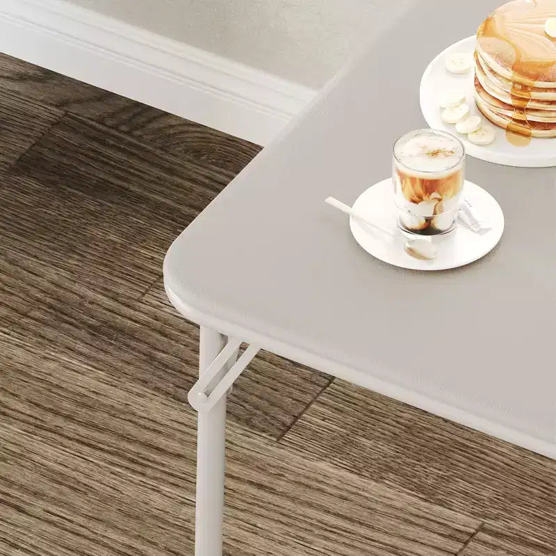 Folding Table, 33.6 Inch Folding Card Table, Portable Square Folding Table with PU Soft Cushion, Beige Metal Foldable Table Suitable