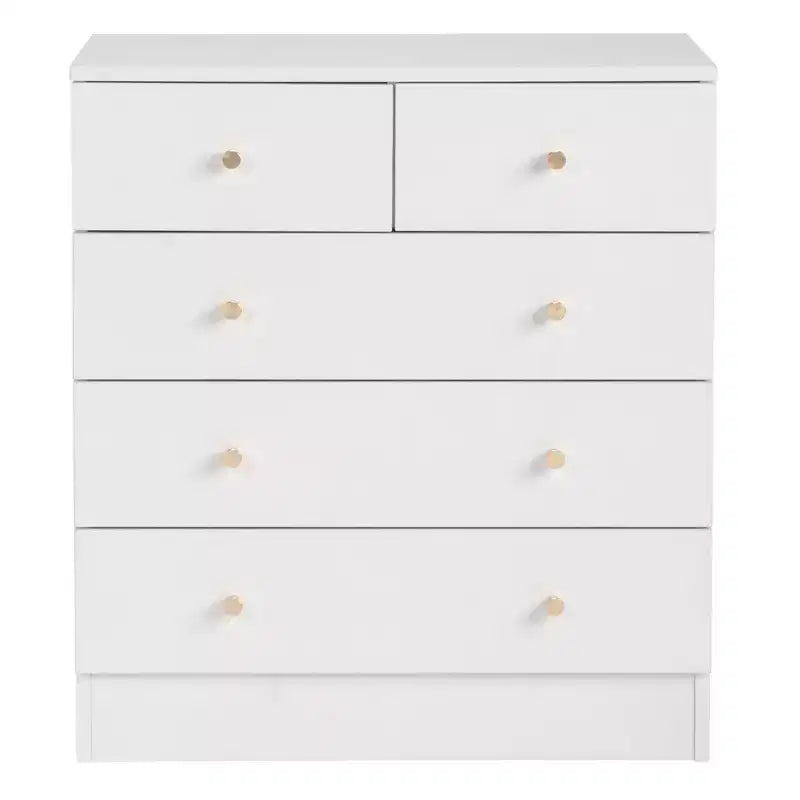 5-Drawer White Particle Board 25.98in. W Chest of Drawer