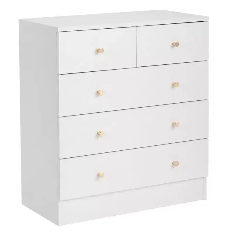 5-Drawer White Particle Board 25.98in. W Chest of Drawer