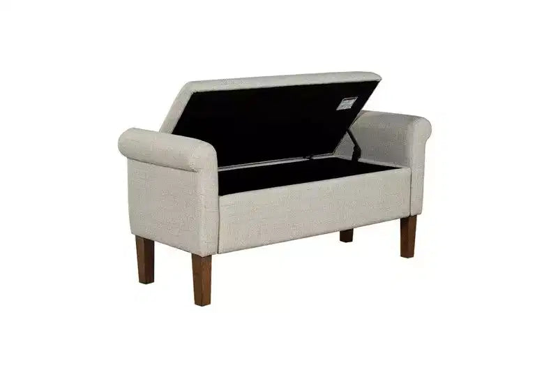 Accent Lift-Top Wooden Ottoman Bench with Two Side Arms,Upholstered Shoe Bench Storage Bench for Living Room,Bedroom