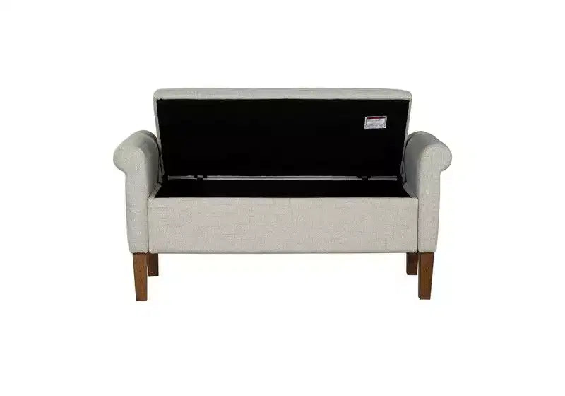Accent Lift-Top Wooden Ottoman Bench with Two Side Arms,Upholstered Shoe Bench Storage Bench for Living Room,Bedroom