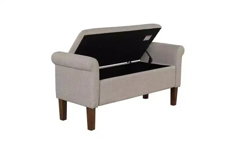 Accent Lift-Top Wooden Ottoman Bench with Two Side Arms,Upholstered Shoe Bench Storage Bench for Living Room,Bedroom