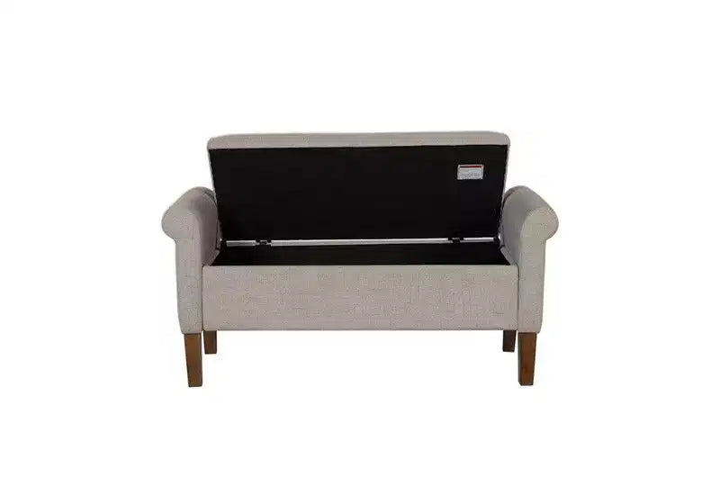 Accent Lift-Top Wooden Ottoman Bench with Two Side Arms,Upholstered Shoe Bench Storage Bench for Living Room,Bedroom