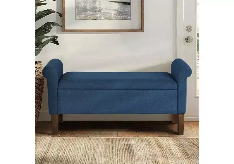 Accent Lift-Top Wooden Ottoman Bench with Two Side Arms,Upholstered Shoe Bench Storage Bench for Living Room,Bedroom