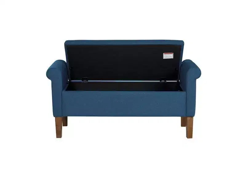 Accent Lift-Top Wooden Ottoman Bench with Two Side Arms,Upholstered Shoe Bench Storage Bench for Living Room,Bedroom