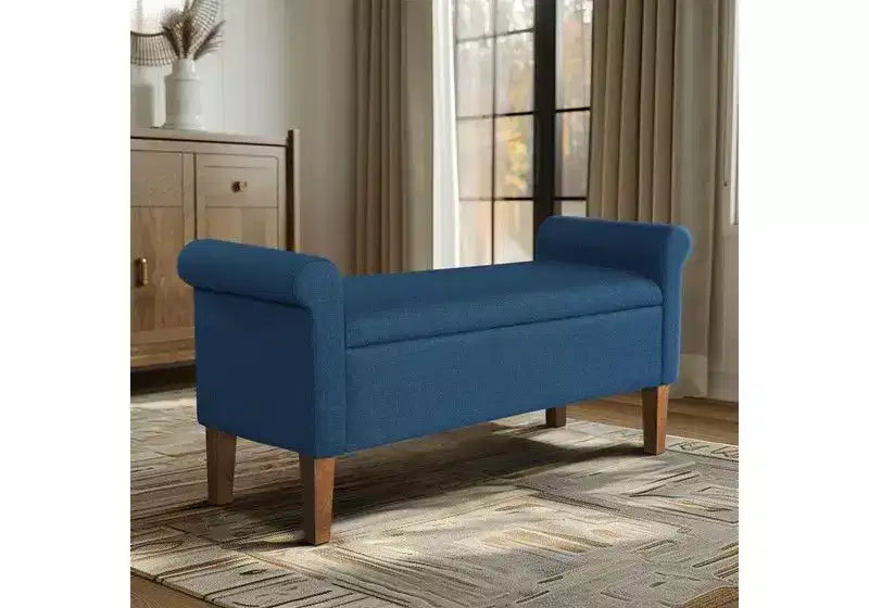 Accent Lift-Top Wooden Ottoman Bench with Two Side Arms,Upholstered Shoe Bench Storage Bench for Living Room,Bedroom