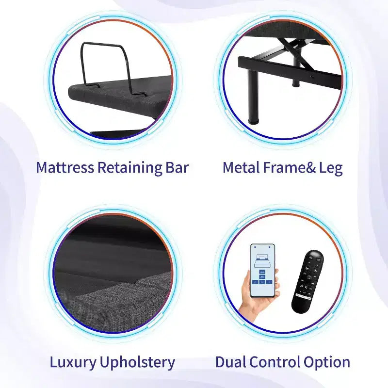Adjustable Beds with 12 Gel Memory Foam Mattress Smart APP Control Massage