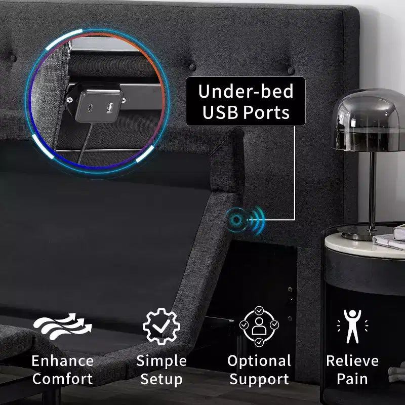 Adjustable Beds with 12 Gel Memory Foam Mattress Smart APP Control Massage