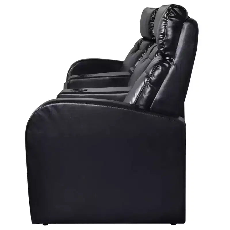 3-Seater Home Theater Recliner Sofa with Built-in Cup Holder - Black