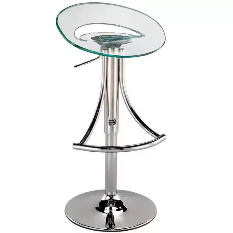 Clear and Silver Metal and Heavy Duty Plastic Low Back Adjustable Height Bar Chair