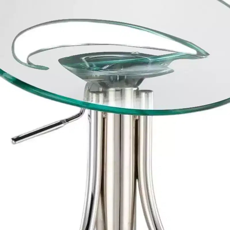 Clear and Silver Metal and Heavy Duty Plastic Low Back Adjustable Height Bar Chair