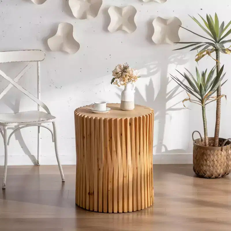 Cylinder Coffee & Side Tables with Textured Barrel Design Mid-Century Modern, Industrial, Brutalist Styles 16 or 24H ( or 2)