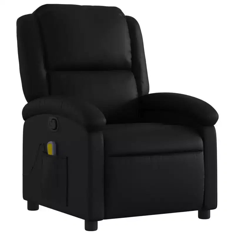 Massage Recliner Chair Black Faux leather, metal, plywood Single