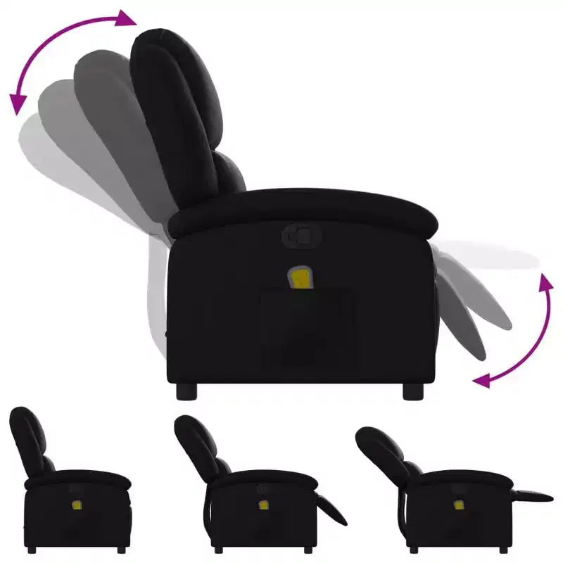 Massage Recliner Chair Black Faux leather, metal, plywood Single
