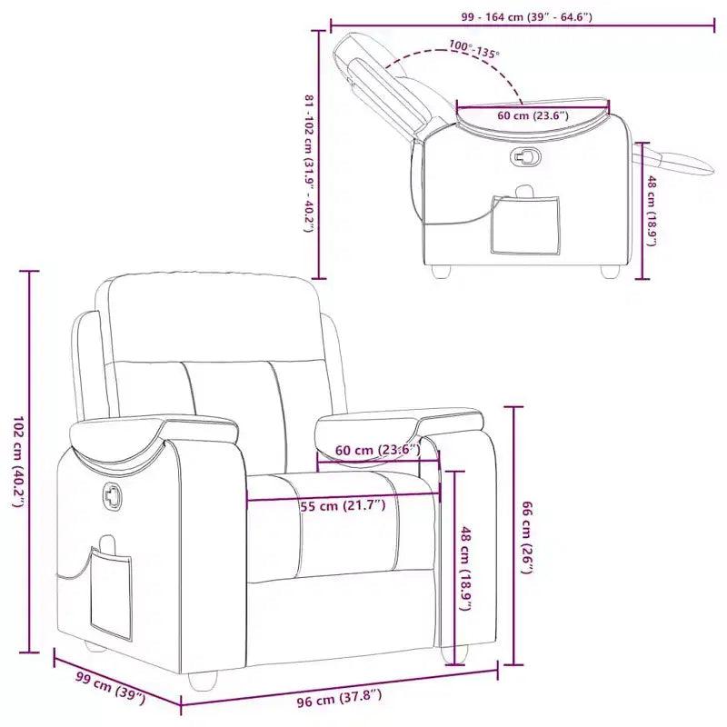 Massage Recliner Chair Dark grey