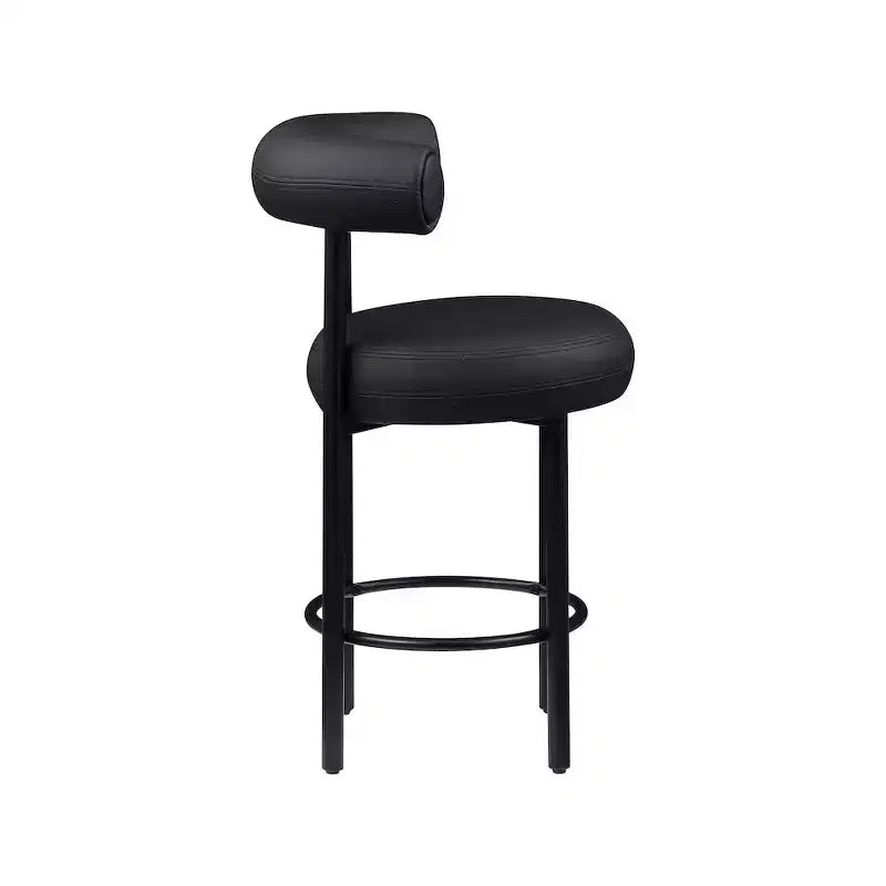 ,Bordeaux Black Vegan Leather Counter Stool,