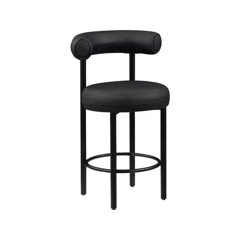 ,Bordeaux Black Vegan Leather Counter Stool,