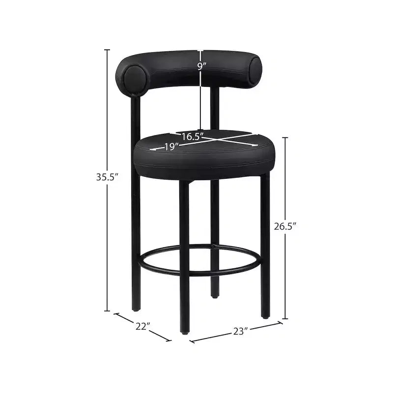 ,Bordeaux Black Vegan Leather Counter Stool,
