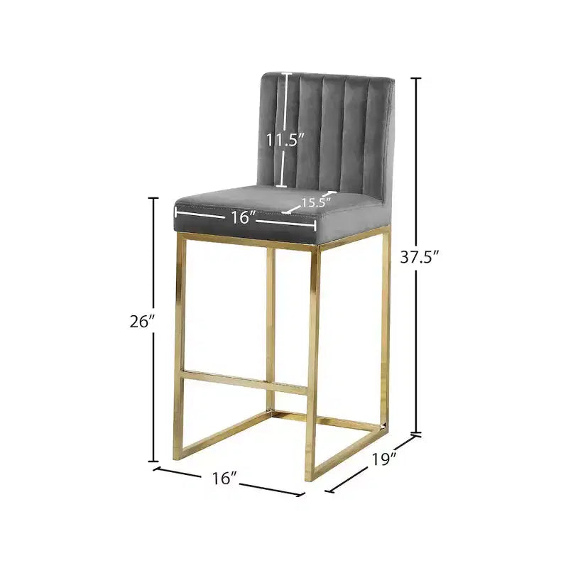 ,Giselle Grey Velvet Stool