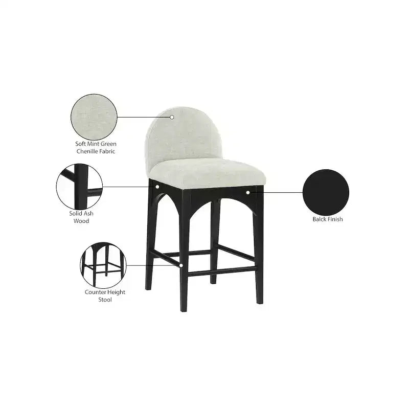 ,Waldorf Mint Chenille Fabric Stool