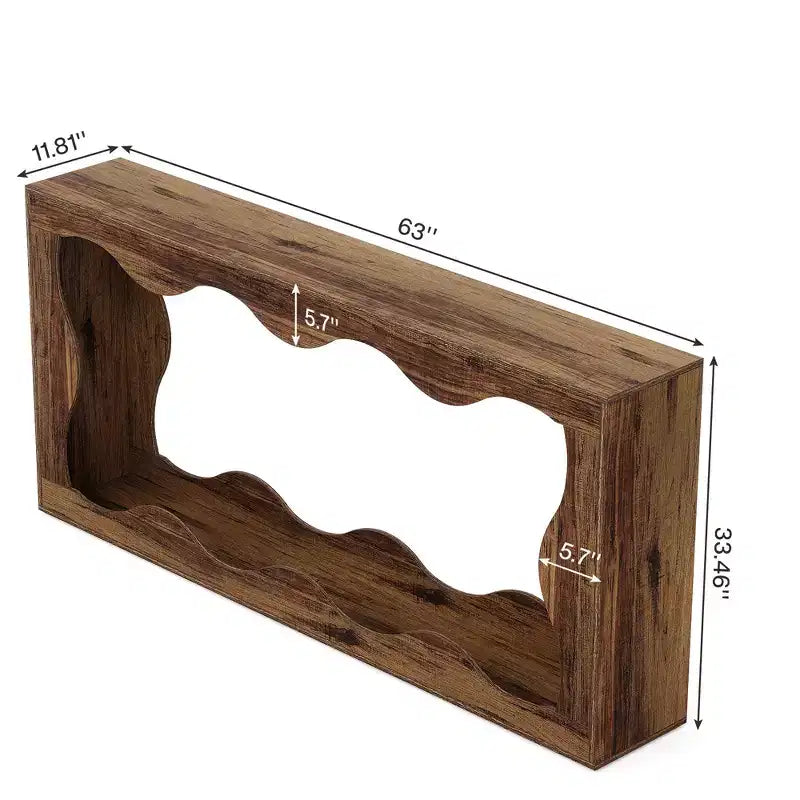 63 Wavy Scalloped Console Table, Retro Farmhouse 2-Tier Entryway Table for Home