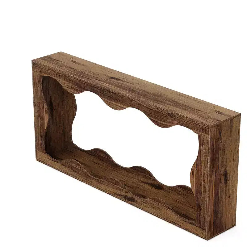 63 Wavy Scalloped Console Table, Retro Farmhouse 2-Tier Entryway Table for Home