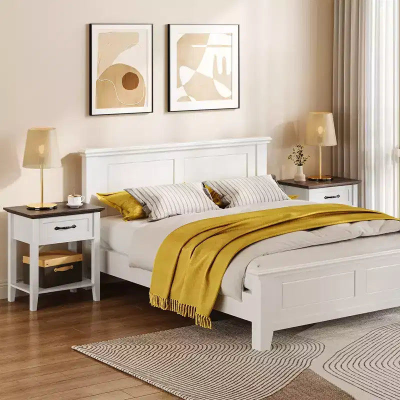 Bedside Table, with 1 Drawer and Open Storage Shelf, Versatile Beside End Table for Bedroom, Office, Sofa, Couch