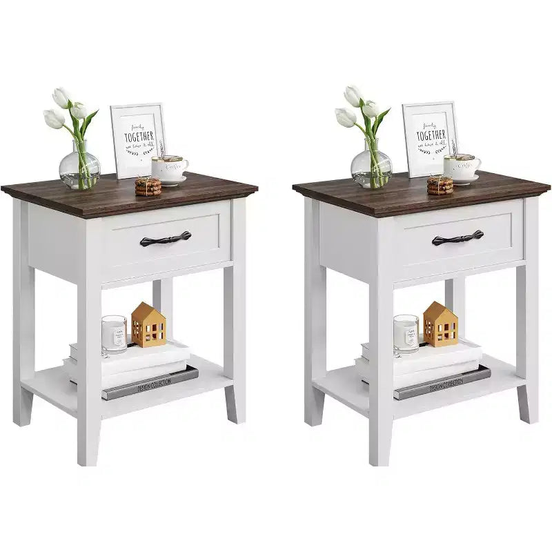 Bedside Table, with 1 Drawer and Open Storage Shelf, Versatile Beside End Table for Bedroom, Office, Sofa, Couch