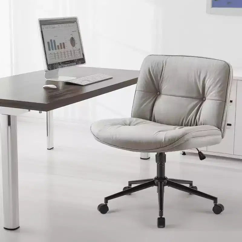 Chair Modern Home Criss Cross Legged Armless Wide Seat with Wheels Swivel Height Adjustable Comfy Computer Task Seating Room