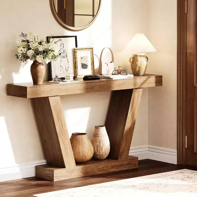 Console table,double layered farmhouse narrow table,extra long, entrance table for corridors,lobbies and living rooms