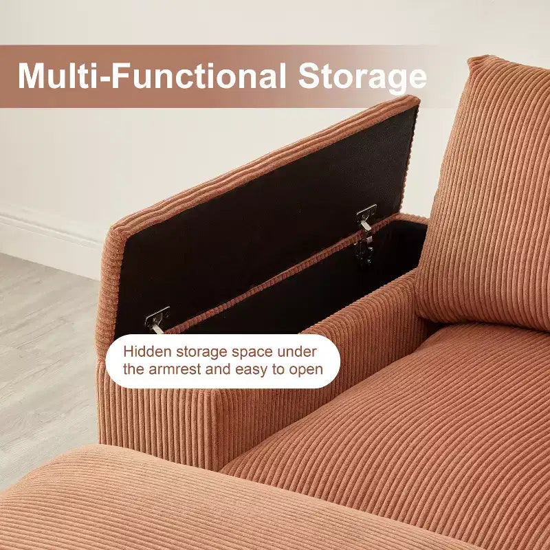 Sectional Sofa Deep Seat Green Couch with Ottomans for 4 Seat
