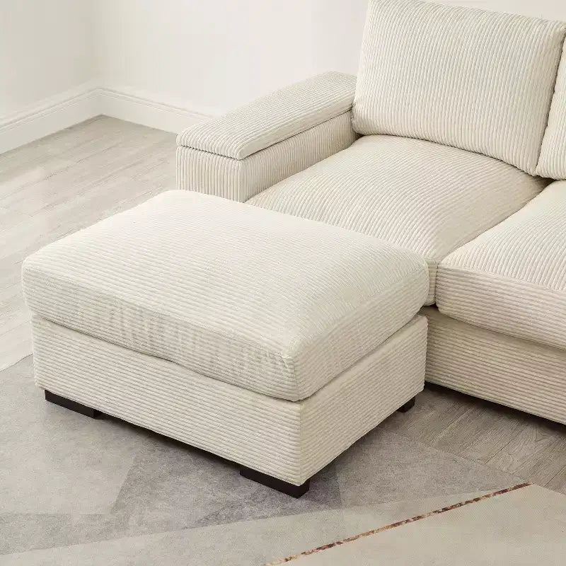 Sectional Sofa Deep Seat Green Couch with Ottomans for 4 Seat