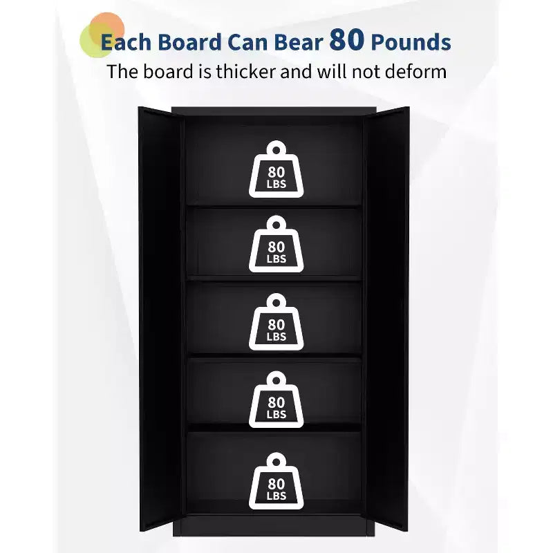 71 Tall Metal Storage Cabinet with Doors & 4 Adjustable Shelves,Heavy Duty Lockable Cabinet