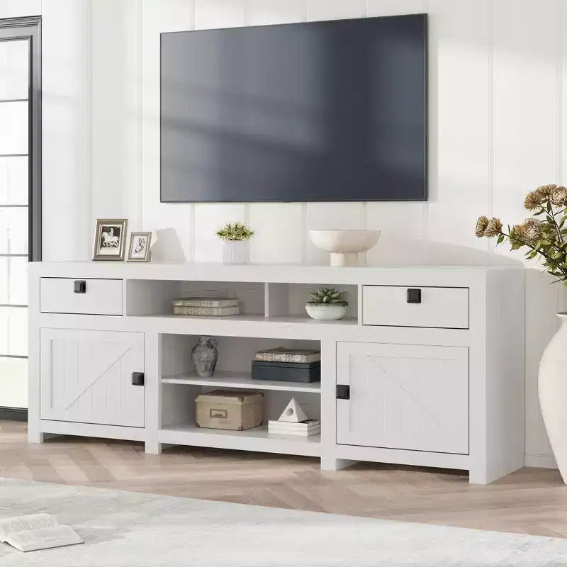 70.1 Farmhouse TV Stand, Media Console with Storage Drawers & Open Shelf for Living Room, Bedroom
