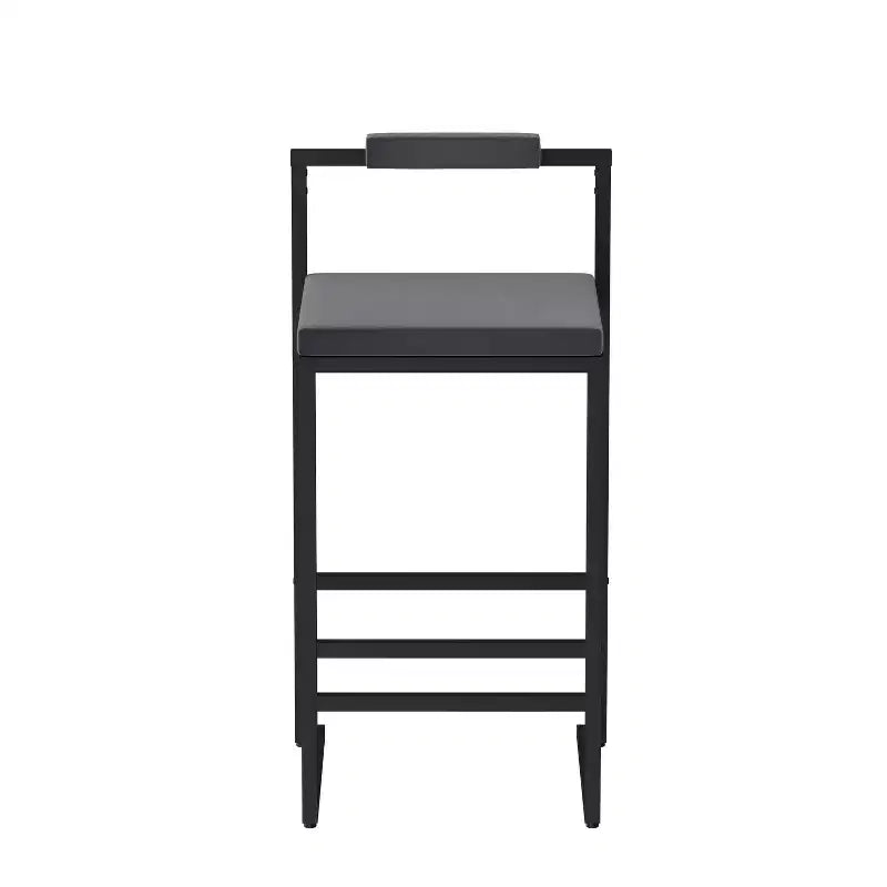 Velvet Upholstered Bar Stools Counter Height With Footrest Backrest Modern Dining Chairs Black Gray
